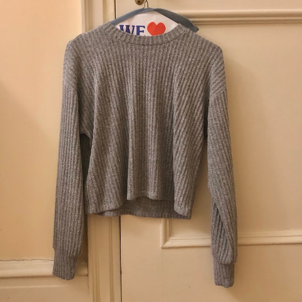 Wilfred Free Cropped Sweater Top in Gray